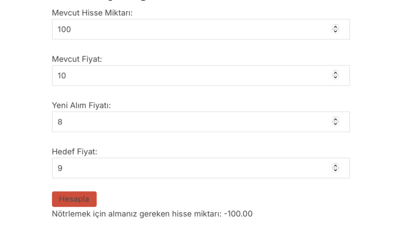 Borsa Maliyet Düşürme Hesaplayıcı görüntüsü